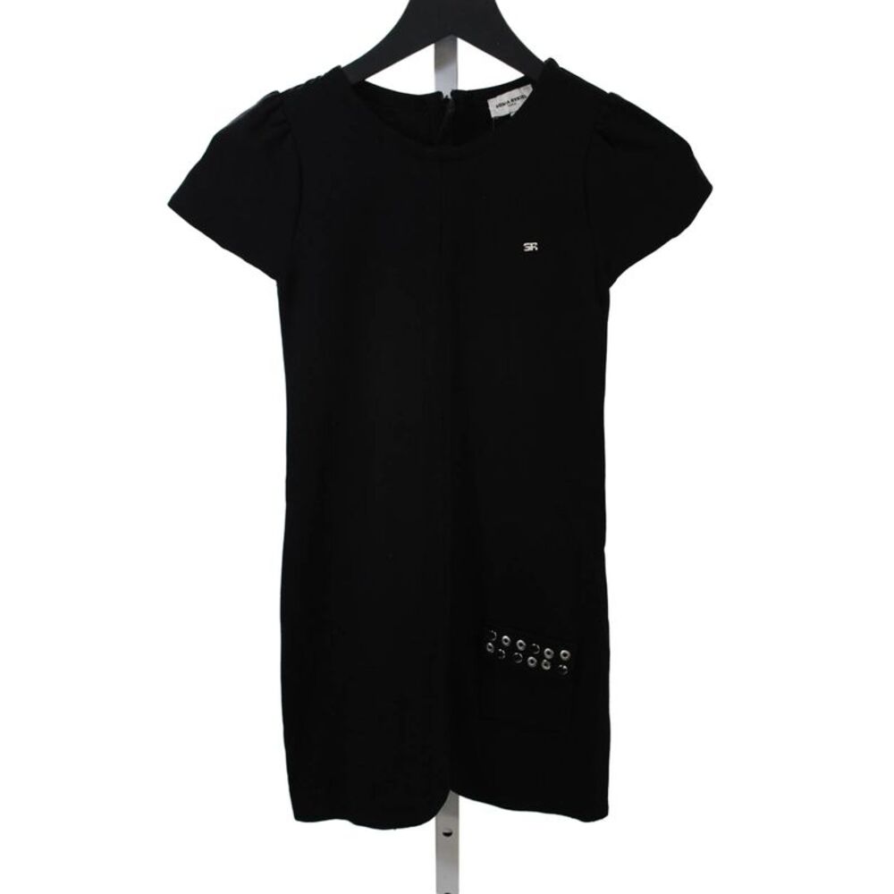 Sonia Rykiel Girls Textured Round Neck Short Sleeve Casual Dress Black Size 10